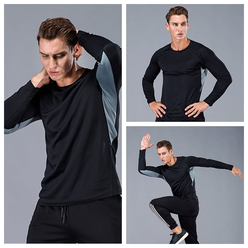 Men Long Sleeve Bodybuilding Sport Running Shirt breathable Basketball Soccer Training Fitness T Shirt