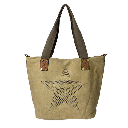 Popular Canvas Printed Five-pointed Star Handbag