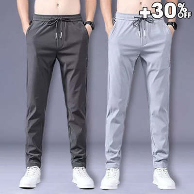 Ice Silk Pants Men'S Summer Thin Casual Pants Loose Straight Breathable