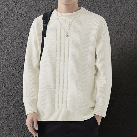 New Men's Round Neck Knitted Sweater