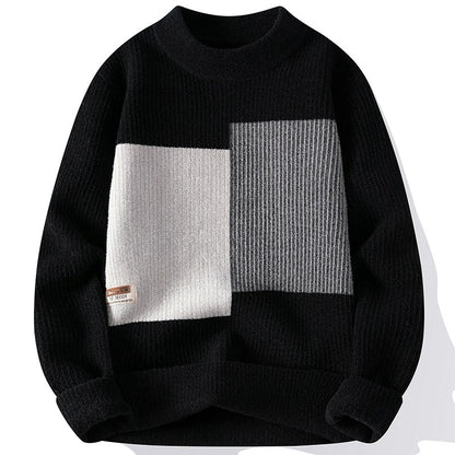 Contrast Color Sweater Men's Autumn And Winter Thickened