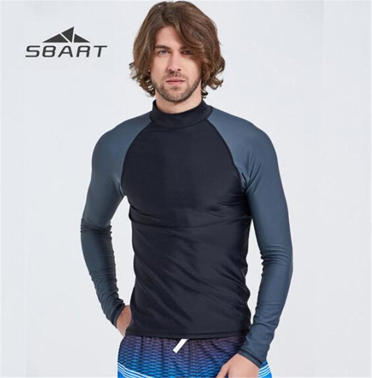 Men Short/Long Swimming Shirt Rash Gaurd T Shirts Long Sleeve Sailing Surfing Suits Swimwear Diving Suits Tops