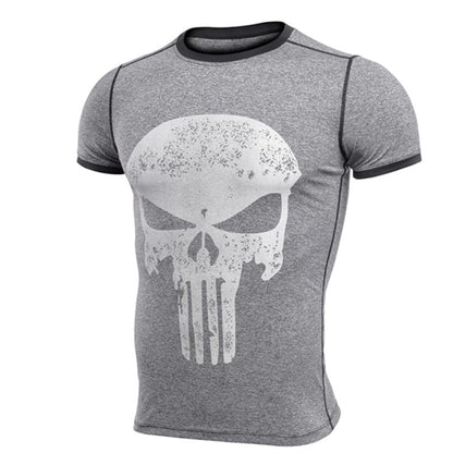 Punisher Running Shirt Men T-shirt Short Sleeve Compression Shirts Gym T Shirt Fitness Sport Shirt