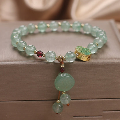 Natural Green Strawberry Quartz Bracelet Female Good Luck Lotus