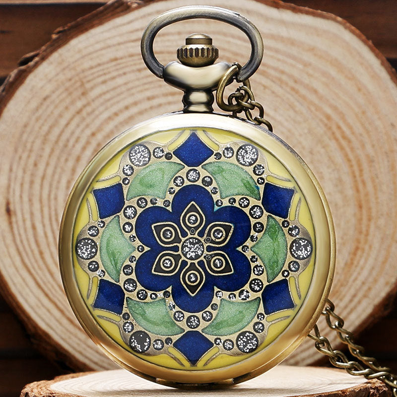 Diamond flower pocket watch