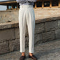 White Casual Straight High Waist Retro Business Italian Style Paris Buttoned Trousers