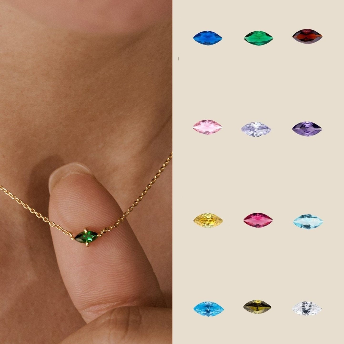 Twelve Birthstone Necklace Niche Horse Eye Zircon