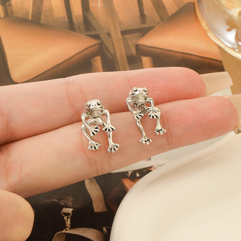 Personalized Punk Frog Stud Earrings Removable Three-dimensional Animal