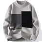 Contrast Color Sweater Men's Autumn And Winter Thickened