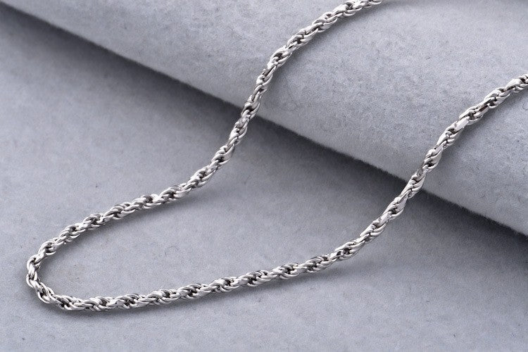 Pure S925 Fried Dough Twists Sterling Silver Necklace Collar Chain