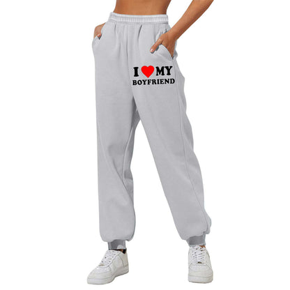 I Love MY BOYFRIEND Printed Trousers Casual Sweatpants Men And Women Sports Pants