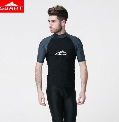 Men Lycra Surf Short Sleeve Rash Guard Anti-UV Quick Dry Surf-clothes Swimming Windsurf Diving T Shirt