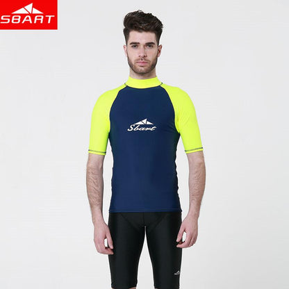 Men Lycra Surf Short Sleeve Rash Guard Anti-UV Quick Dry Surf-clothes Swimming Windsurf Diving T Shirt