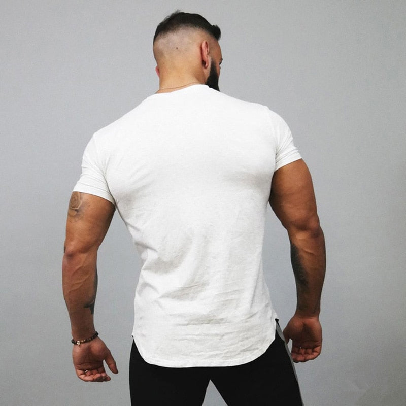 Sport T Shirt Men Cotton Dry Fit Gym Training Tshirt Men Rashgard Running Shirt Sportswear Sport Bodybuilding Shirt Fitness Top