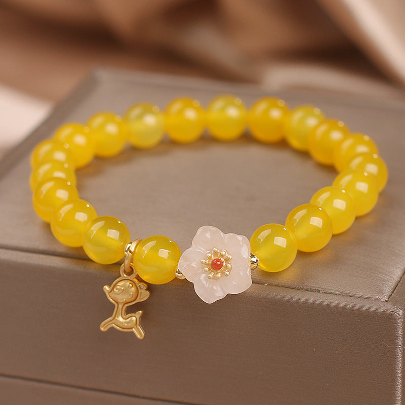 Natural Yellow Agate Crystal Bracelet For Women Special-interest Design