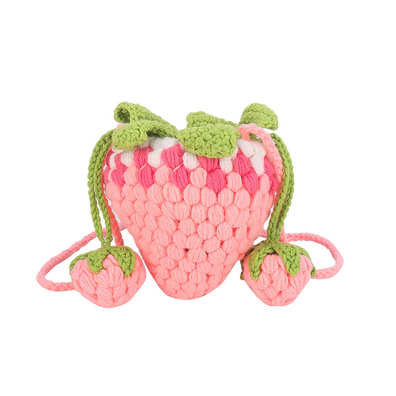 Wool Crochet Gradient Strawberry Shape Bag Knitting