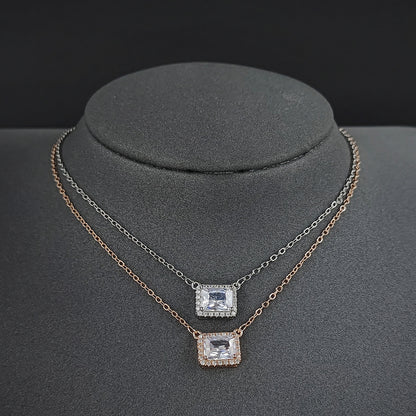 Square Zircon Pendant Necklace For Women