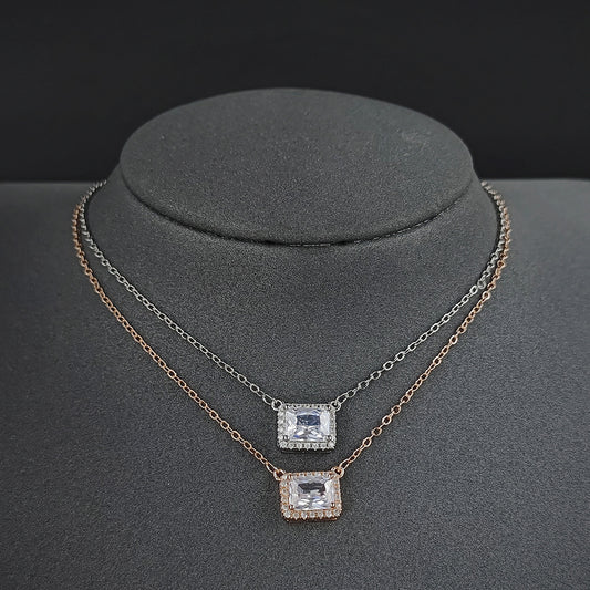 Square Zircon Pendant Necklace For Women