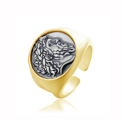 Sterling Silver Zeus Coin Personality All-Match Ring