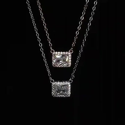 Square Zircon Pendant Necklace For Women