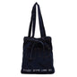 Washed Soft Denim Bag Letter Embroidery