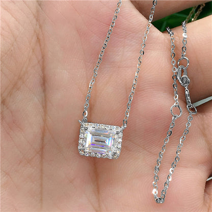 Square Zircon Pendant Necklace For Women