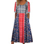 Women's Round Neck Short Sleeve Maxi Dress Bohemian Print Dress