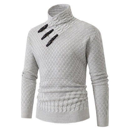 Men's Long Sleeve Half Turtleneck Knitted Sweater Personality Trendy Plus Size