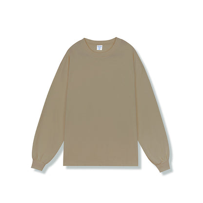 Solid Color Heavy Cotton Loose Basic Style Bottoming Long Sleeve T-shirt