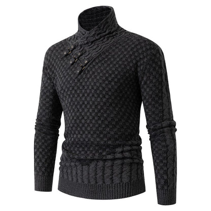 Men's Long Sleeve Half Turtleneck Knitted Sweater Personality Trendy Plus Size