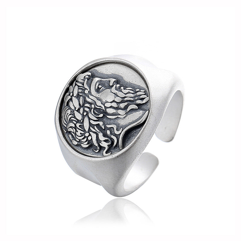 Sterling Silver Zeus Coin Personality All-Match Ring