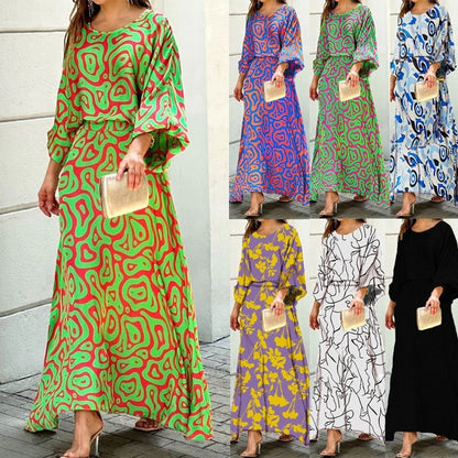 Elegance Ensemble: Printed Top & Maxi Skirt Set