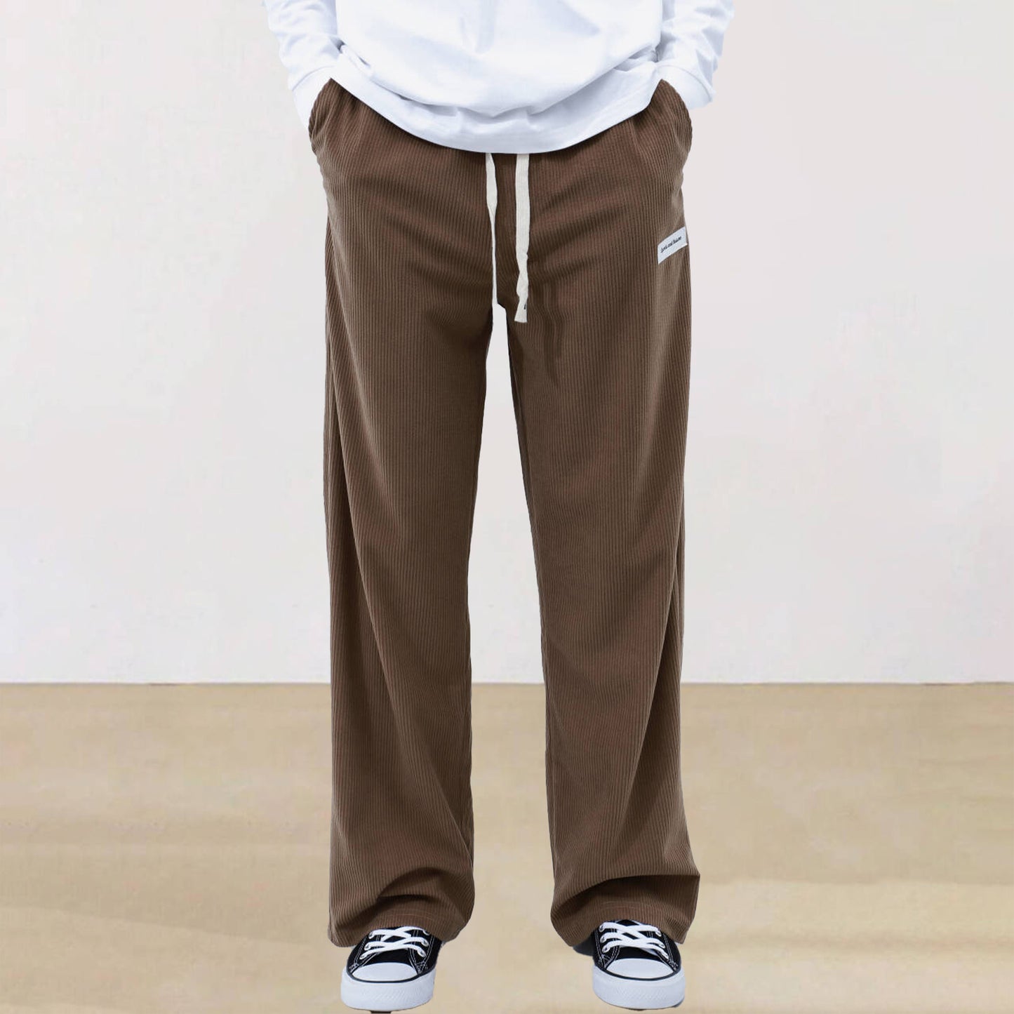 Pure Color Tied Sporty Simplicity Straight Men's Casual Pants