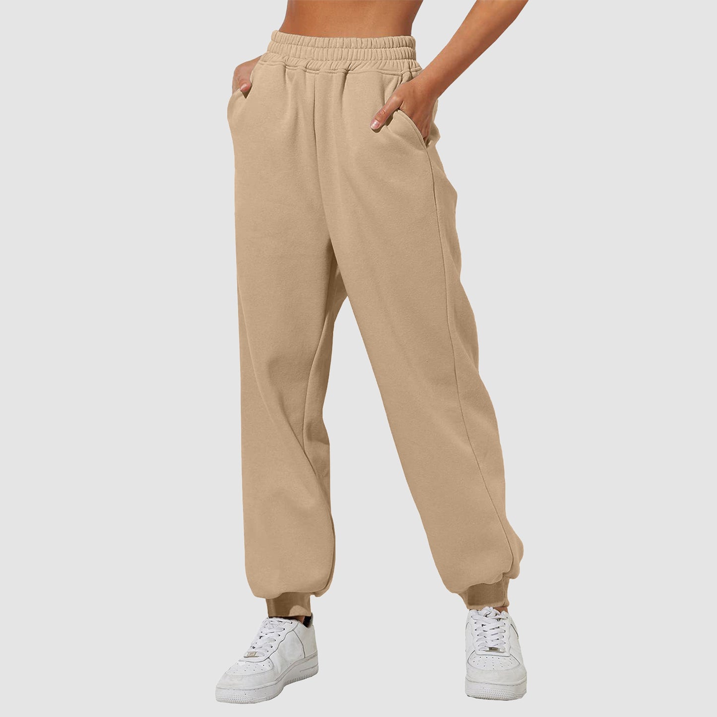 Women's Trousers With Pockets High Waist Loose Jogging Sports Pants Comfortable Casual Sweatshirt Pants