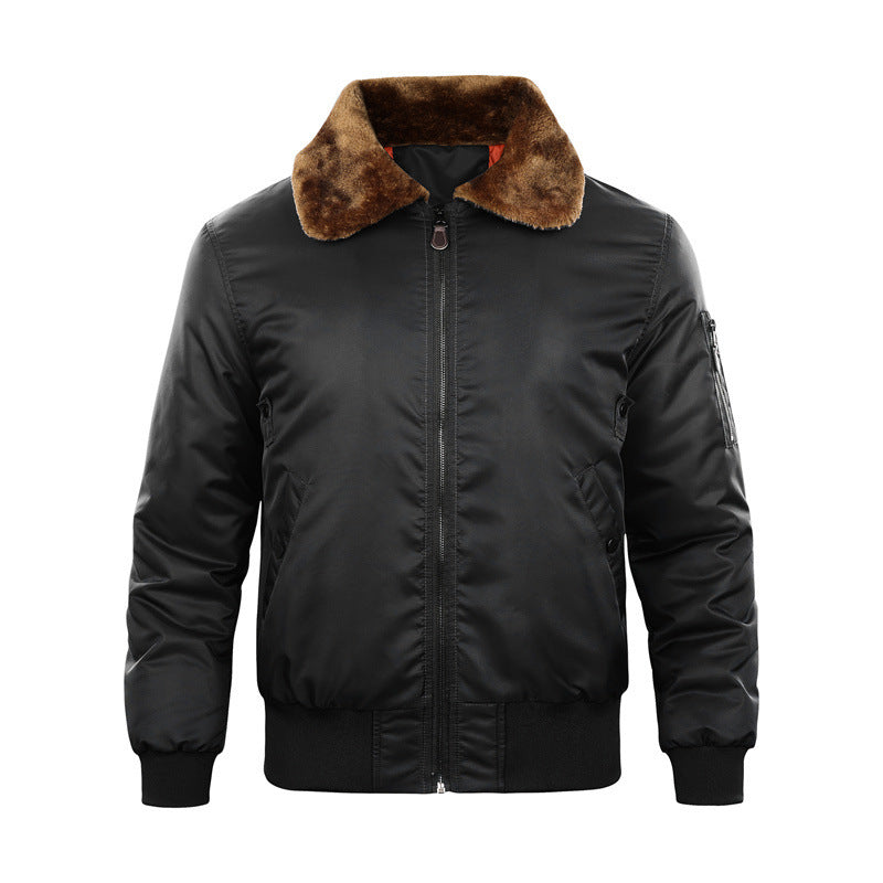 Fur Collar Thickened Casual Hard Han Style Men's Jacket