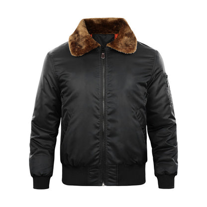 Fur Collar Thickened Casual Hard Han Style Men's Jacket