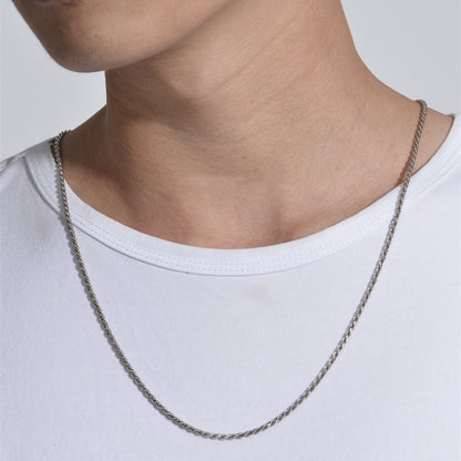 Pure S925 Fried Dough Twists Sterling Silver Necklace Collar Chain