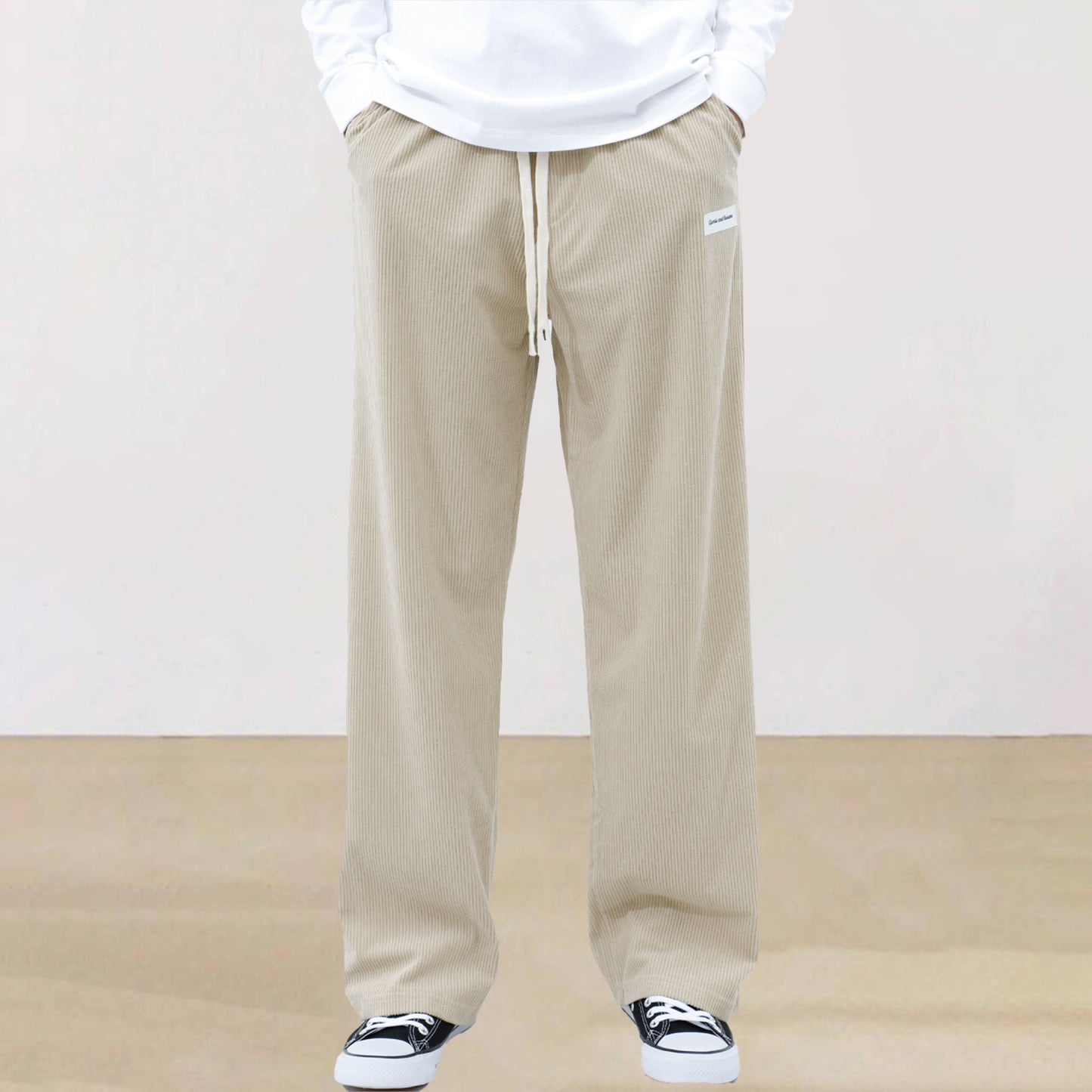 Pure Color Tied Sporty Simplicity Straight Men's Casual Pants