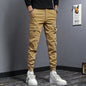 Coffee Colored Men's Slim Fit Elastic Casual Denim Work Pants