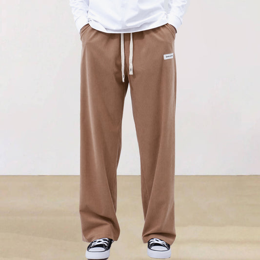 Pure Color Tied Sporty Simplicity Straight Men's Casual Pants