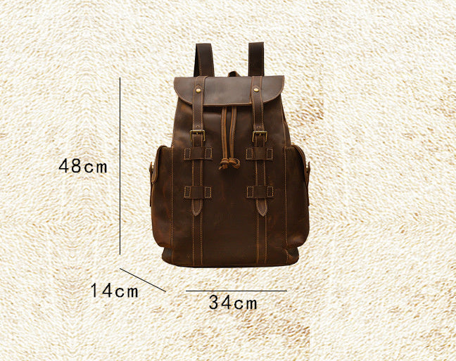 Retro Crazy Horse Leather Men's Backpack Casual Bag