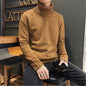 Mock Neck Sweater Male Shirt Teenagers Slim-fit Solid Color Knitwear Winter Warm