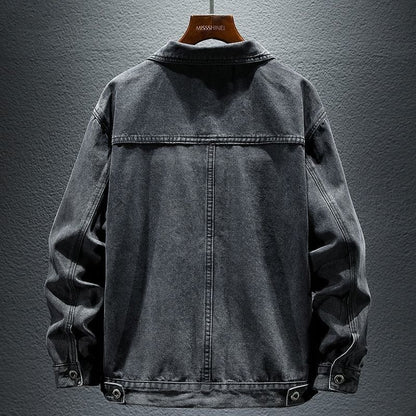 High-grade Black And Gray Denim Coat Men's Autumn New