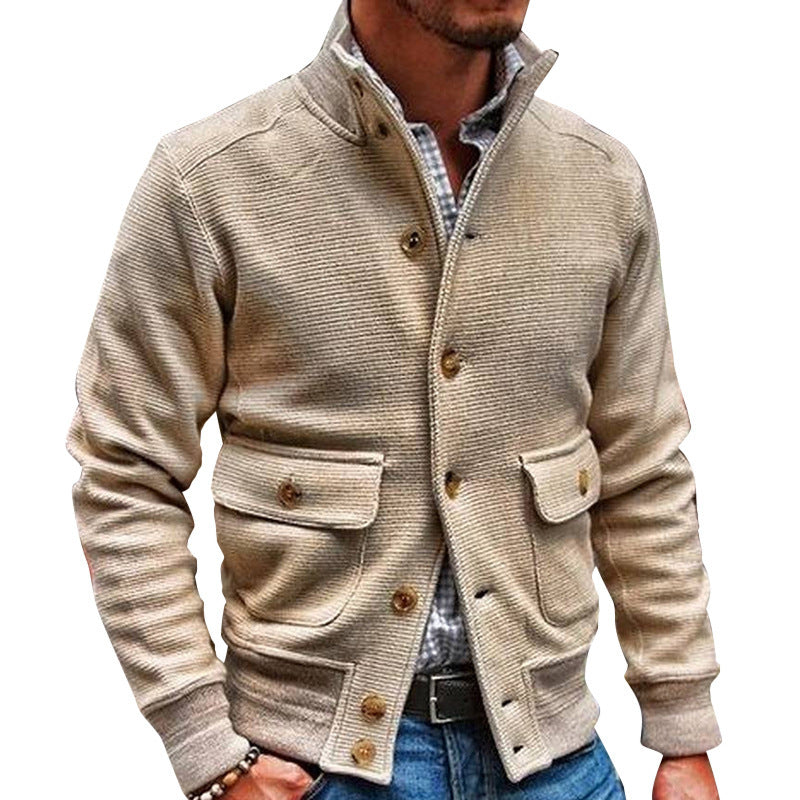 Jacket Men's Stand Collar Solid Color Top