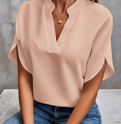 Summer Short-sleeved Chiffon Shirt New V-neck Shirt Women's Casual Versatile Clothing