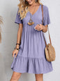 Summer V-neck Dresses Women's Loose Casual Short-sleeved Corset Dress