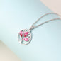 Round Hollow Crystal Lucky Tree Tree Of Life Necklace For Women