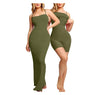 Women's Shapewear Dress Jumpsuit Tummy Tuck Lift Corset Open Crotch Suspender Tight Long Skirt Chest Pad Bodysuit Dress