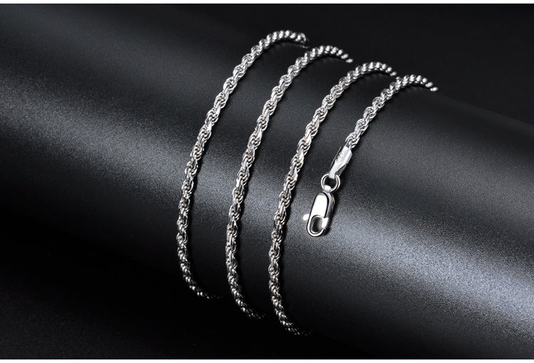 Pure S925 Fried Dough Twists Sterling Silver Necklace Collar Chain