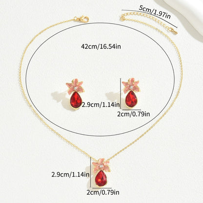 Simple Flower Necklace And Earrings Suite Inlaid Zircon